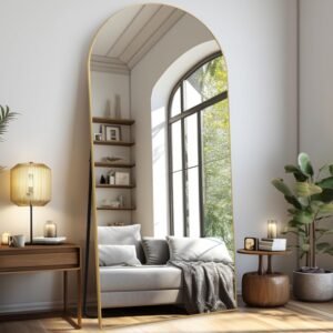 espejo curvado de cuerpo entero, 192 x 85 cm color dorado